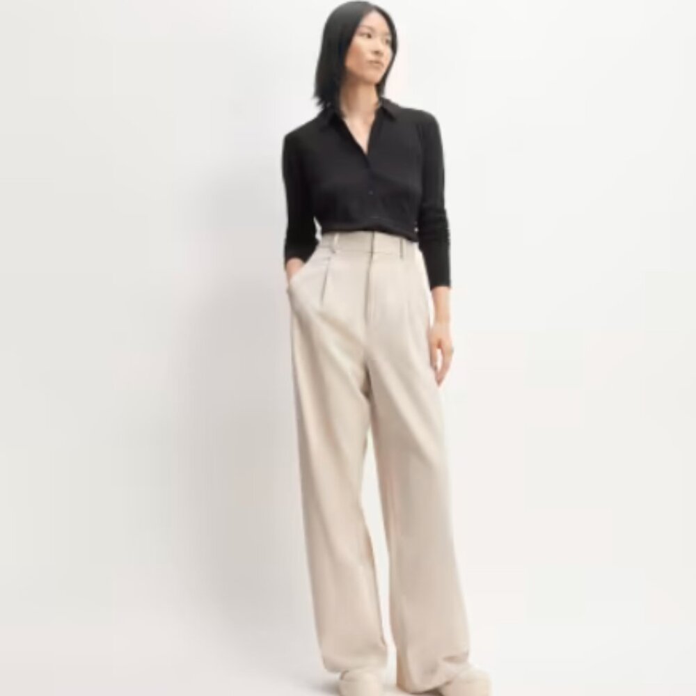 EVERLANE The Way-High® Drape Pant Size 14 Sandstone 30 inseam